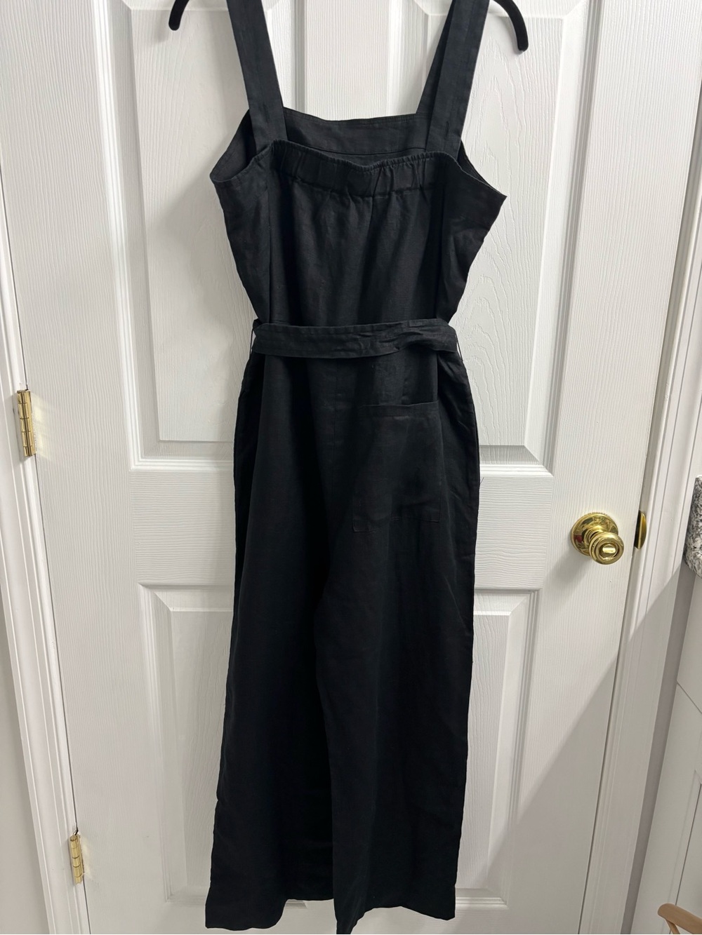 Quince Linen Square Neck Jumpsuit Small NWT Black - Picture 4 of 8